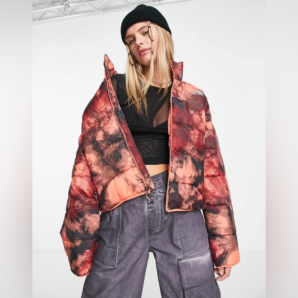 The North Face Tie-Dye Orange & Black Puffer Jacket